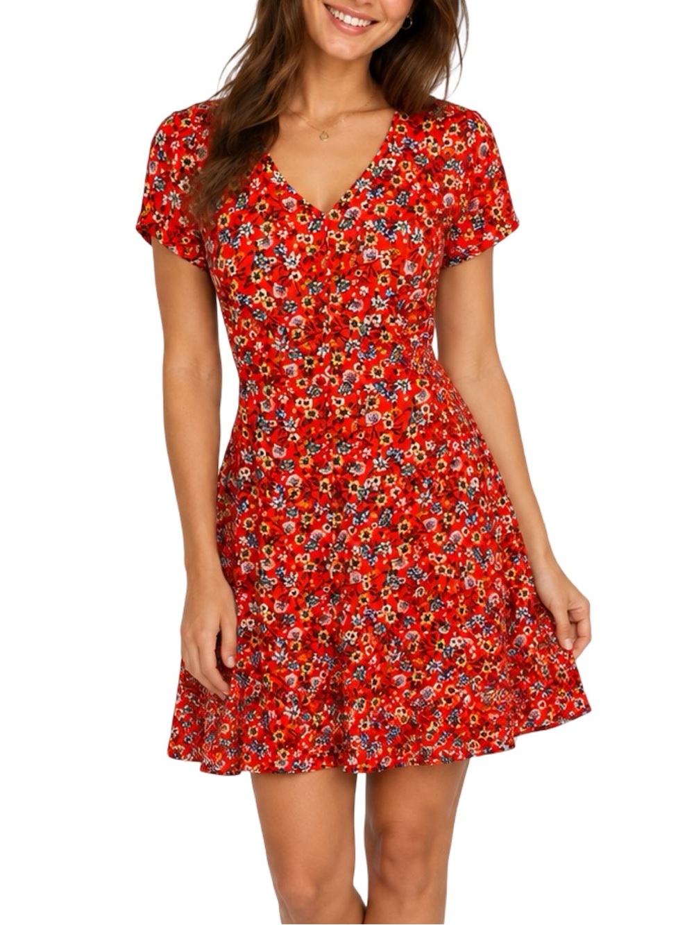 B.O.G. Collective Red Floral Mini Dress - Size Medium